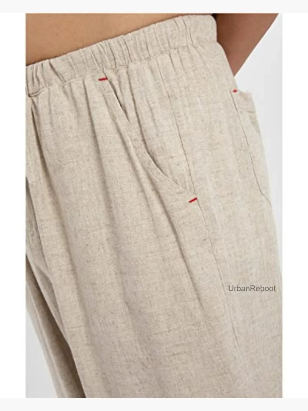 Drawstring Loose Linen Beach Pants Elastic Waist Yoga Lounge Trousers Pajamas